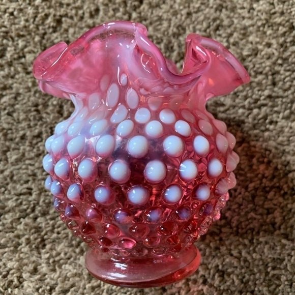 Fenton Cranberry Hobnail Round Vase